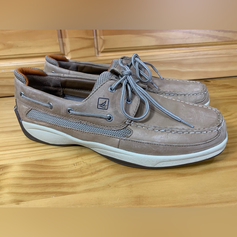SPERRY TOP-SIDER Mens Boat Shoes Lanyard Slip On Tan Brown 0777924 EUC SZ 14 M